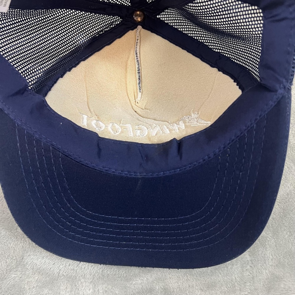 Wingfoot Hat Cap Snap Back One Size Navy Blue Trucker Mesh Embroidered Mens - Picture 8 of 8